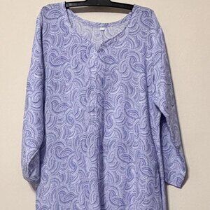 Women's Kaftan Sheer Loose Maxi Shirt Dress Blue Swirls Lounge Wear XL